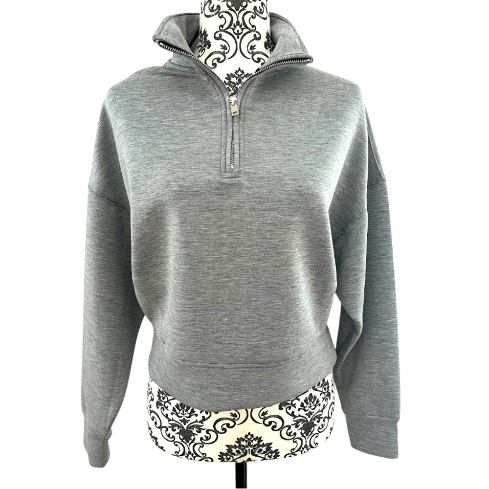 RD Style Second Skin Women's Mailyn Melange Scuba 1/4 zip Grey Soft Sweater